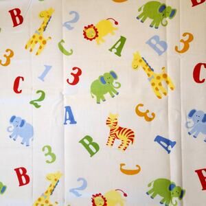 Cotton Fabric ABC 123 Animal Print 28x43 Nursery Quilting Cut Unbranded Kidcore
